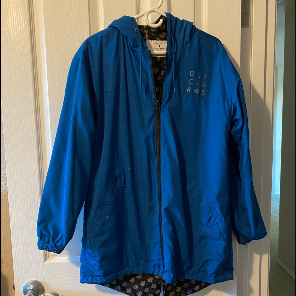 Dutch Bros reversible rain jacket